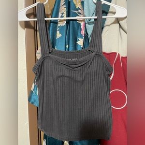 Gray American Eagle Soft and Sexy Ribbed Tank Crop